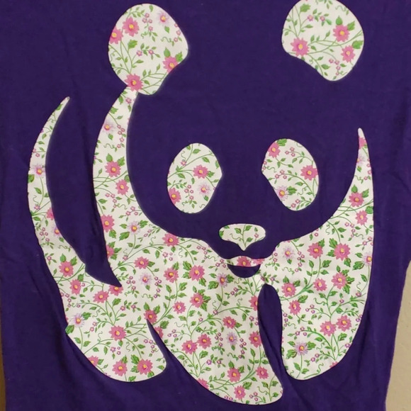 Purple floral panda t-shirt - Picture 2 of 5